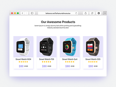 Watch Shop Our Product page UI