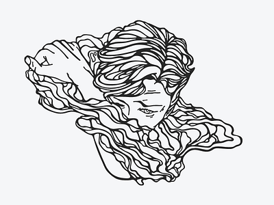 Clouded in Mystery character illustration lineart portrait smoke
