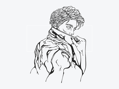 Nothing to see here art character illustration leather lineart portrait