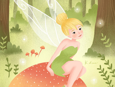 Tinker character character design disney disney art disney character fan art girl illustration illustration pastel peter pan tinkerbell