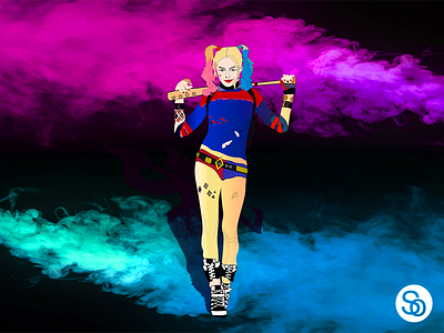 The rise of Harley Quinn after leaving with the Joker. animation birds of prey colorless dccomics design harley quinn health illustration illustrator joker suicide squad ui ux vector