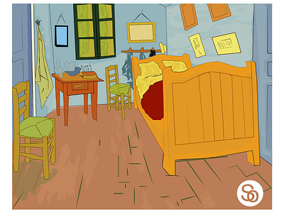 The Bedroom by Van Gogh arles art empressionism artist branding design holland art illustration illustrator impressionism modern art tabloid the bedroom van gogh van gogh art vector vector art vincent van gogh