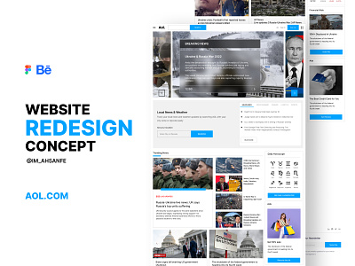 Website Redesign Concept - AOL.COM bestuidesigner branding creativedesign design graphic design minimalist redesignui redesignwebsite typography ui uidesign ux uxdesign web