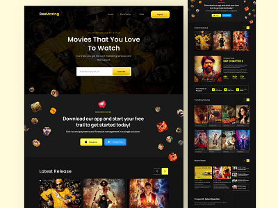Movie Streaming Website Design best designer branding design landing page movie website typography ui ux web website
