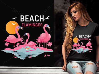beach flamingo tshirt design