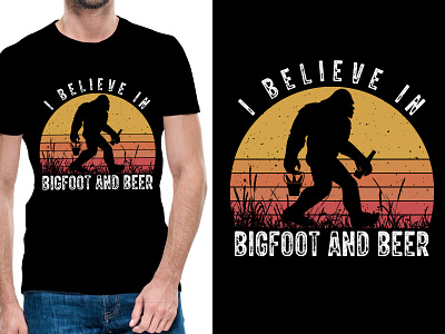 Bigfoot and Beer vintage tshirt design