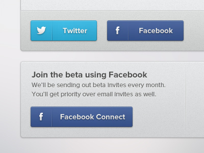 Beta Connect beta buttons facebook social twitter ui web design
