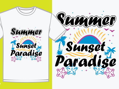 Summer Beach T shirt Design art beach branding design drawing icon illustration logo summer sunny day t shirt t shirt design typography vector