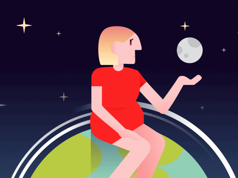 Femme planète animation illustration vector
