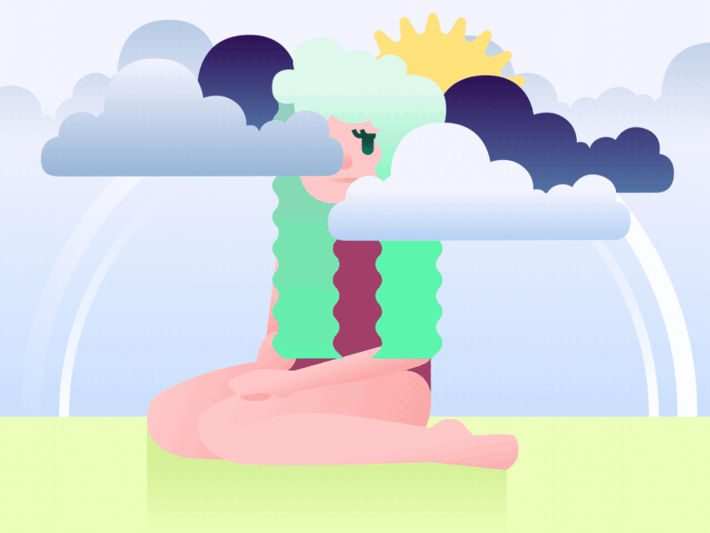 Femme nuage animation illustration vector