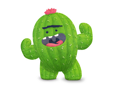 Cactus Monster cactus flexing green monster rose thorns tongue unibrow