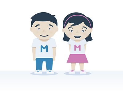 Max & Min blocky blue boy geometric girl mascots ms pink twins