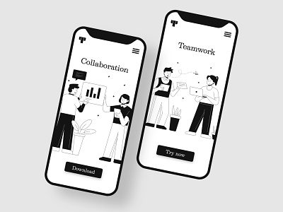 Teams Illustrations app collaboration illustration interface kapustin mobile set teamwork ui