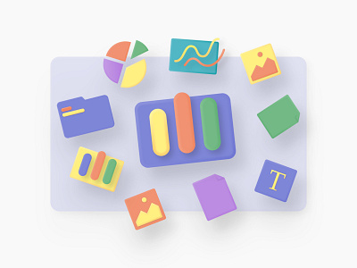 Remote Work Illustrations 3d app colourful file sharing files icons illustration kapustin project remote set ui work