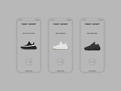 Yeezy Boost Illustrations Set app illustration interface kanye west kapustin marketplace app mobile online packaging sneakers store ui yeezy