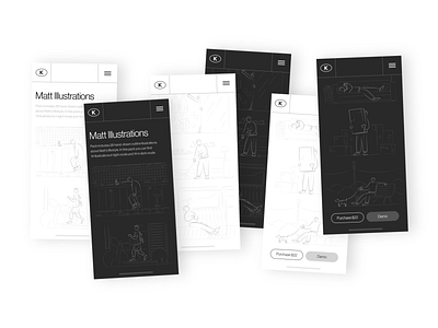 Matt Illustrations on App app character dark mode hand drawn illustration interface kapustin mobile set ui