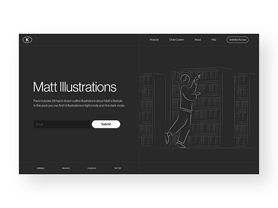 Matt Illustrations on Web character dark mode hand drawn illustration interface kapustin set ui web