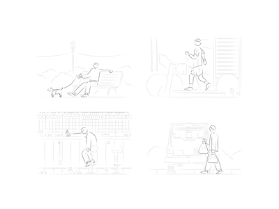 Part of Matt Illustrations bar car dog drink fitness hand drawn illustration kapustin light mode outline pack pet set shoping sport