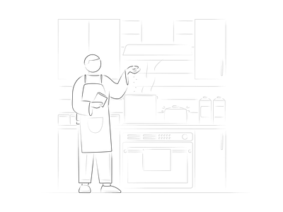 Matt is Cooking black white buy character cooking food hand drawn holidays home illustration kapustin kitchen outline set