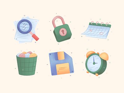 Porto Illustrations on Product Hunt alarm clock calender colorful download floppy free hand drawn illustration kapustin lock product hunt search set trash vector