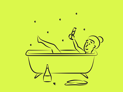 Mental Health Illustrations bathroom champagne design hand drawn illustration kapustin linear relax resources shower