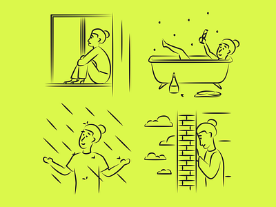 Mental Health Illustrations depression design illustration kapustin mental health outline relax resources set stroke