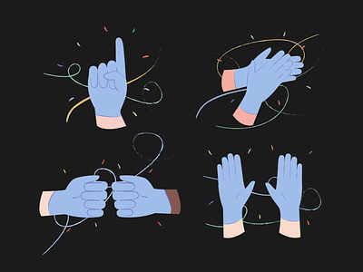 Hands Illustrations 👌🤙🤞 colorful covid design gloves hands illustration kapustin resources set vector virus