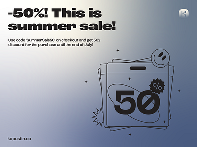 Our First Summer Sale ✨🎉 colorful design discount freebies illustration kapustin resources summer sale vectors