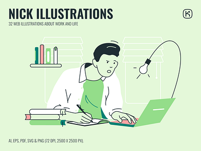 Nick Illustrations ✌️🍝💻 character colorful design freelance illustration kapustin project resources set vector work