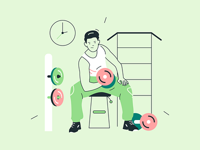 Nick Illustrations ✌️🍝💻 character colorful design flat gym illustration kapustin resources set sport vector