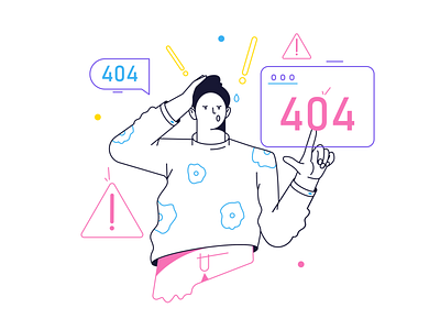 Teenagers 📱💥 404 character colorful design error illustration kapustin linear outline problem resources set vector
