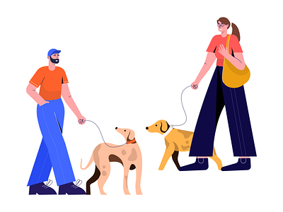 Free Lifestyle Illustrations 🍕🍦🍹 boy character colorful design dog flat free girl illustration kapustin man pet resources set vector walking woman