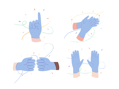 Hands Illustrations 👌🤙🤞 colorful covid gloves hand illustration kapustin resources set skin vector