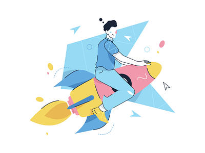 Work Hard Illustrations 🤝💻💵 character colorful design flat growth hard illustration kapustin resources rocket set success vector work