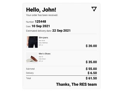 Email Receipt dailyui design e commerce email email receipt figma minimal ui ui design uidesign