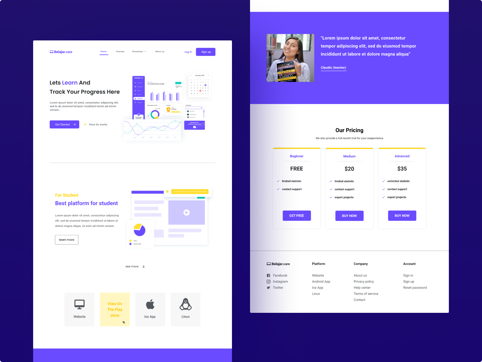 Belajar - Course Website By Fakaa On Dribbble