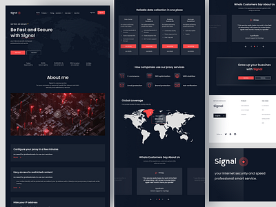 Signal - Proxy service company dark global internet landing page minimalist modern proxy ui ux vpn web design