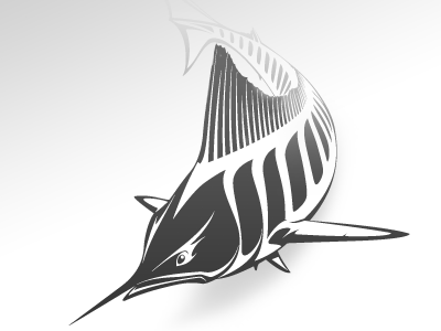 Marlin bw fish illustration logo opera
