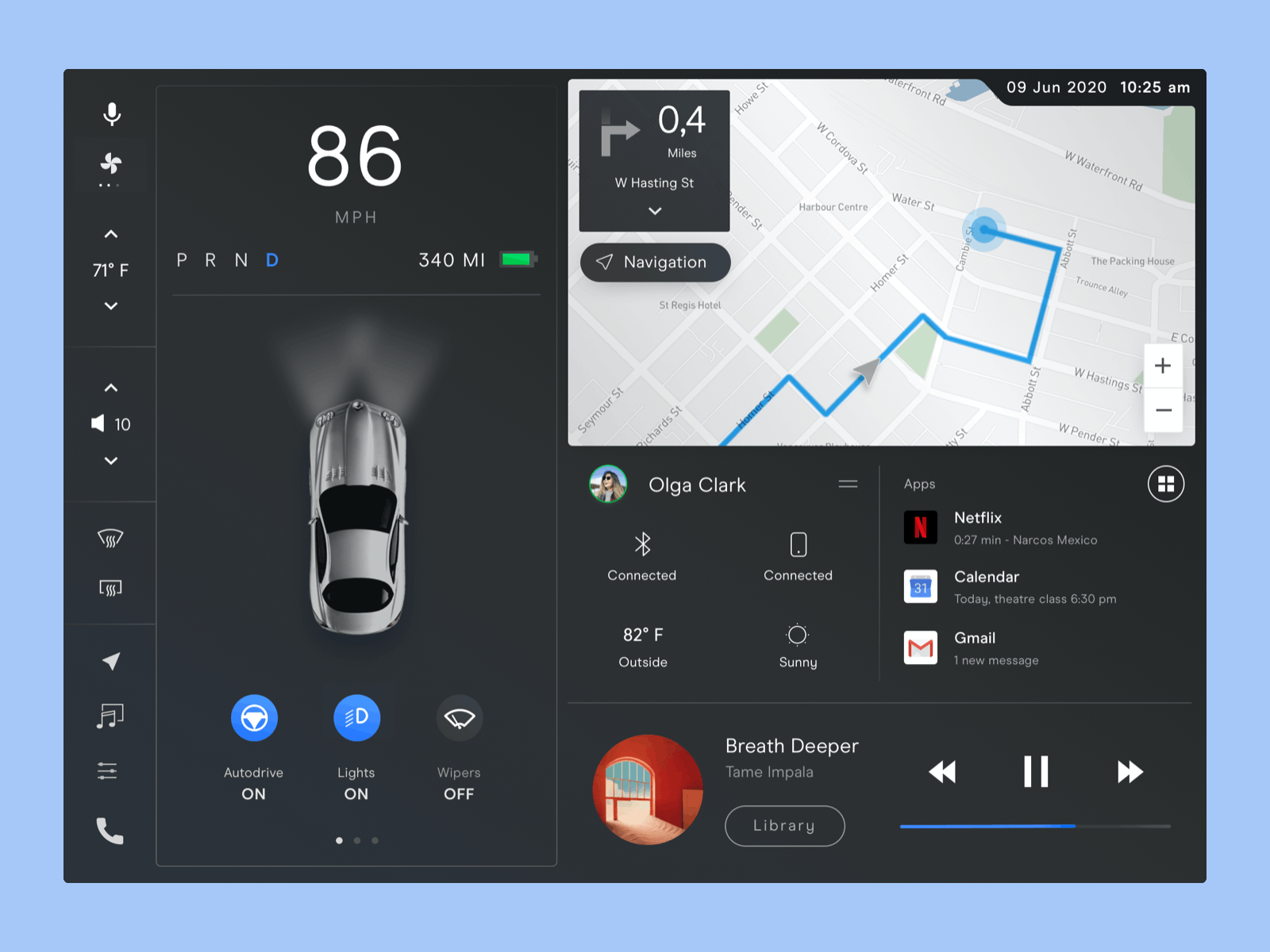 In Car Dashboard apps car dashboard design electric car gps navigation bar tesla ui uidesign ux uxdesign