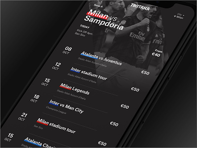 Football App app black dark events football ios iphone iphone x mobile sport ui ux