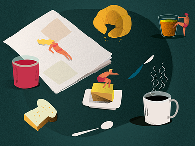 Breakfast time breakfast character coffee croissant design illustration illustrator illustrator design