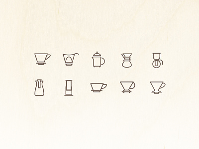 Brew Device Icons coffee flat icons ios line vector