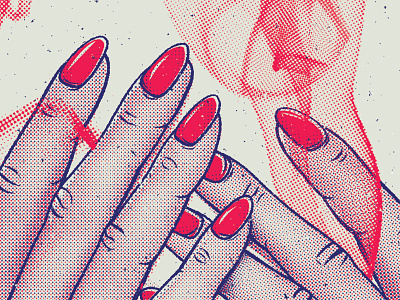 Poster Detail fingers halftone hands smoke texture two color