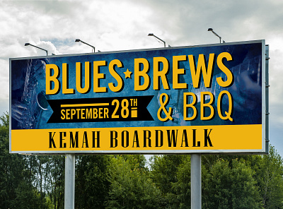 Kemah Boardwalk Blues Brew & BBQ Billboard design typography