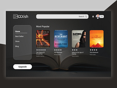 Bookish : The online book store bookshop bookstore dark dark mode dark ui design logo design ui ui design