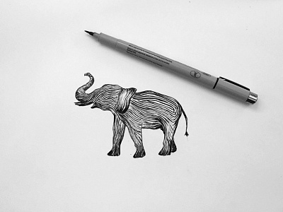 Elephant drawing elephant handmade illustration