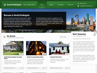 RITH - 2012 Homepage clean rentals web design