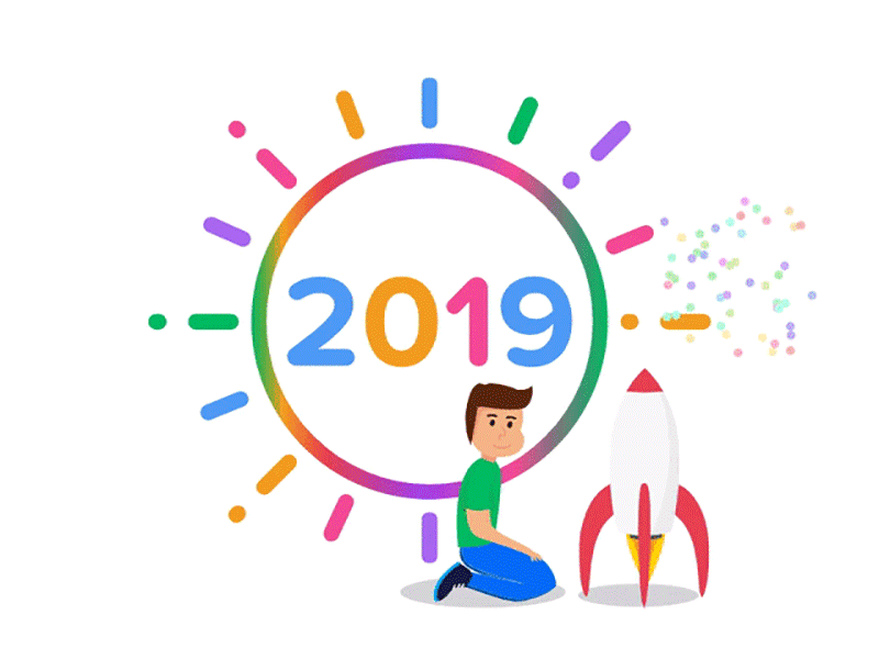 Happy New Years - 2019! colorful illustration new years