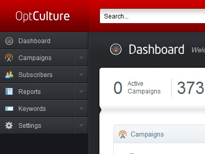 OptCulture - Dashboard Home admin dark dashboard red
