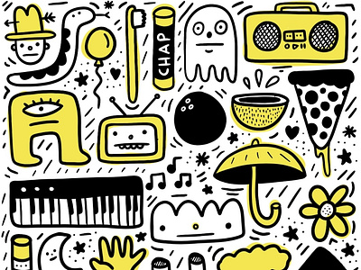 Mellow Yellow, Matt C.L., Doodle Collage collage collageart doodleart doodles illustration